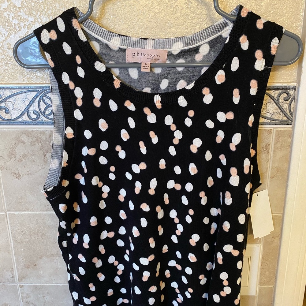Philosophy Sleeveless Polka Dot Sweater Top